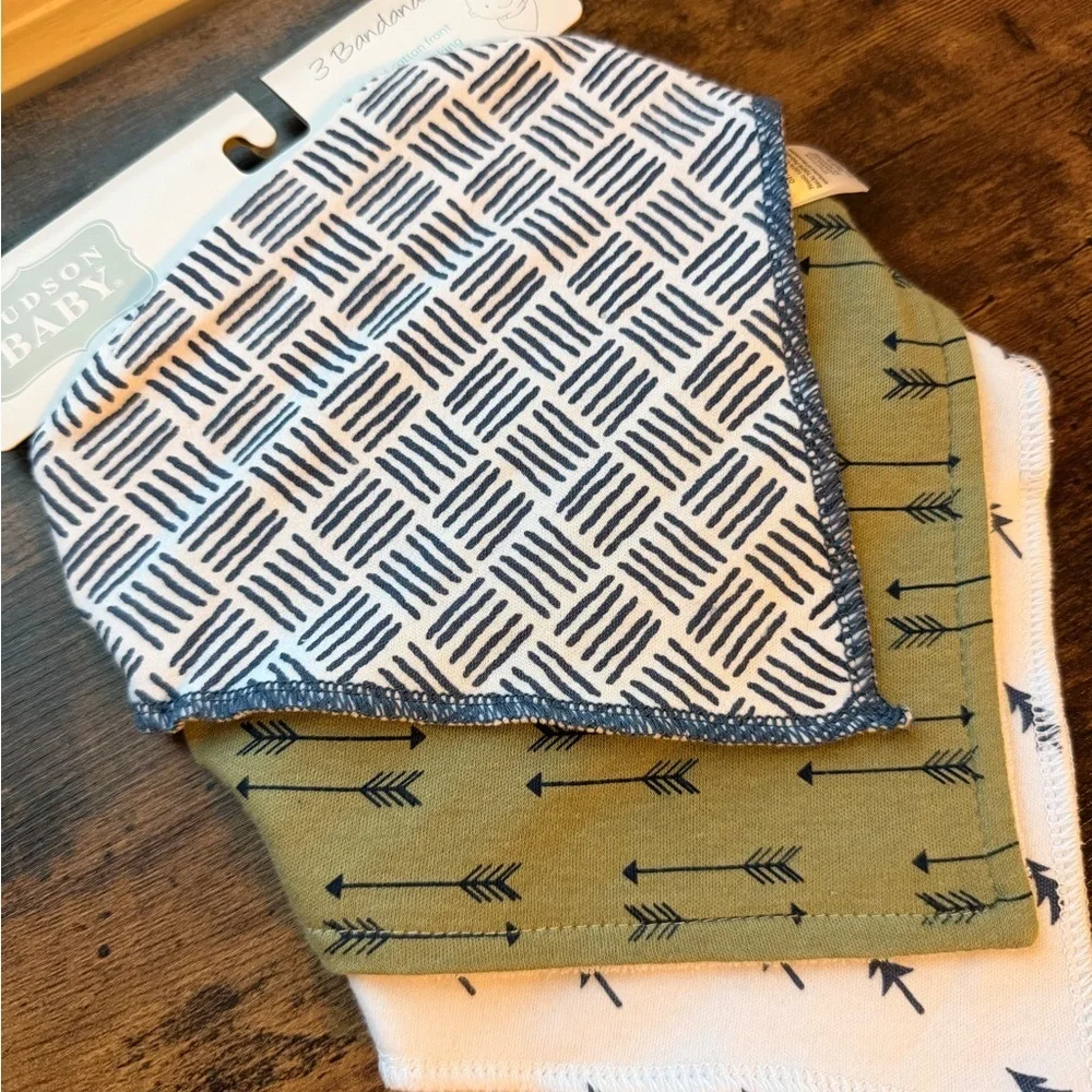 Hudson Baby Navy and Olive Bandana Bibs